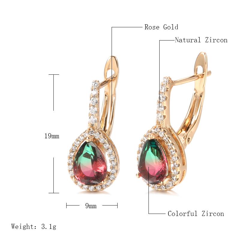 Kinel Fargerike Cubic Zirconia engelske øredobber for kvinner luksus vintage rosegull farge fine smykker