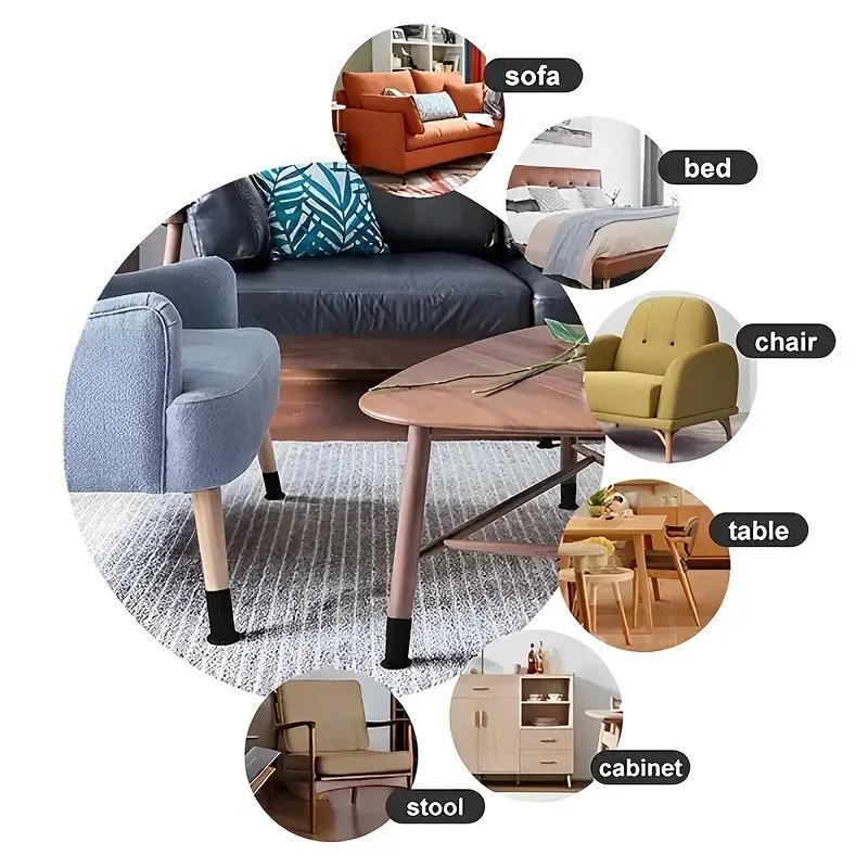 4-16 Pack High Elastic Chair Leg Socks with Anti-Slip Pads Thick Furniture Floor Protectors Silent Wear Resistant Table Leg Covers