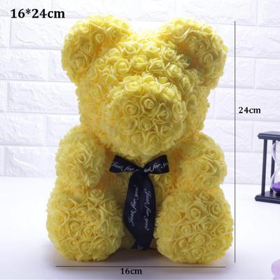 16*24cm Oso de Peluche Artificial Rosa Multicolor Regalo Romántico Día de San Valentín Novia Mujeres Aniversario Oso Flor Oso