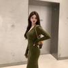 TZ7420 Women's Autumn/Winter Slim Fit V-Neck Knit Fishtail Dress