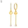 925 Silver Needle Vintage Gold Earrings Luxury Long Chain Tassel Crystal Hoop Earrings for Women Party Trend Jewelry