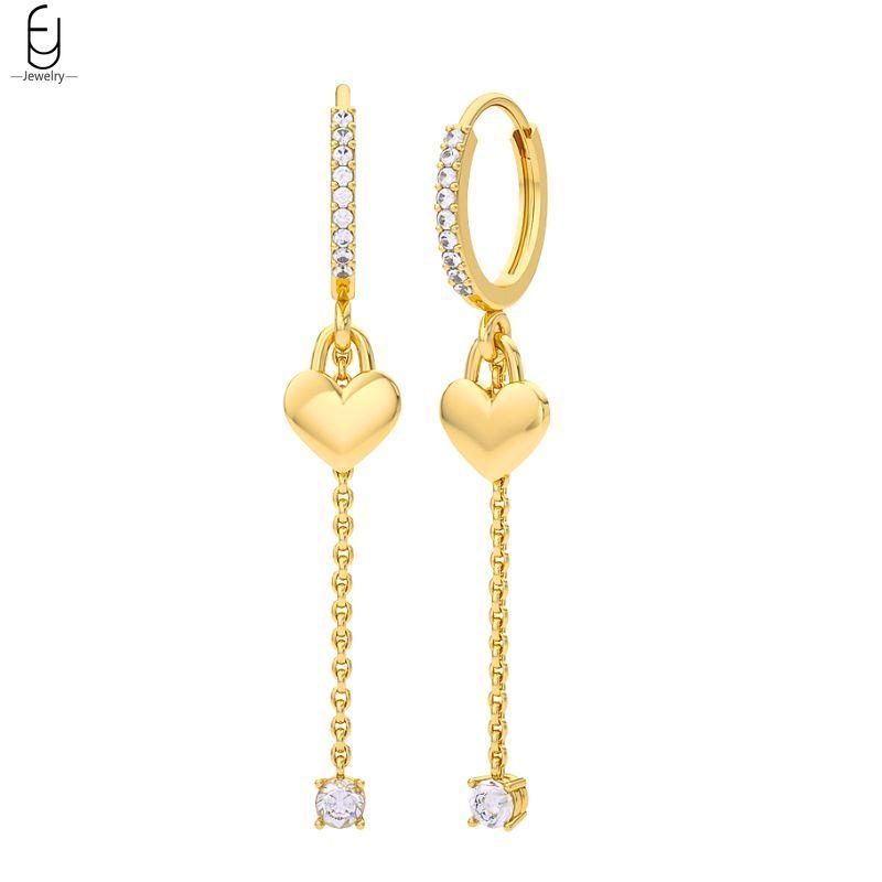 925 Silver Needle Vintage Gold Earrings Luxury Long Chain Tassel Crystal Hoop Earrings for Women Party Trend Jewelry