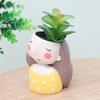 Cartoon Girl Design Resin Plant Flower Pot Succulent Planter Flowerpot Home Decoration(withoutPlant)