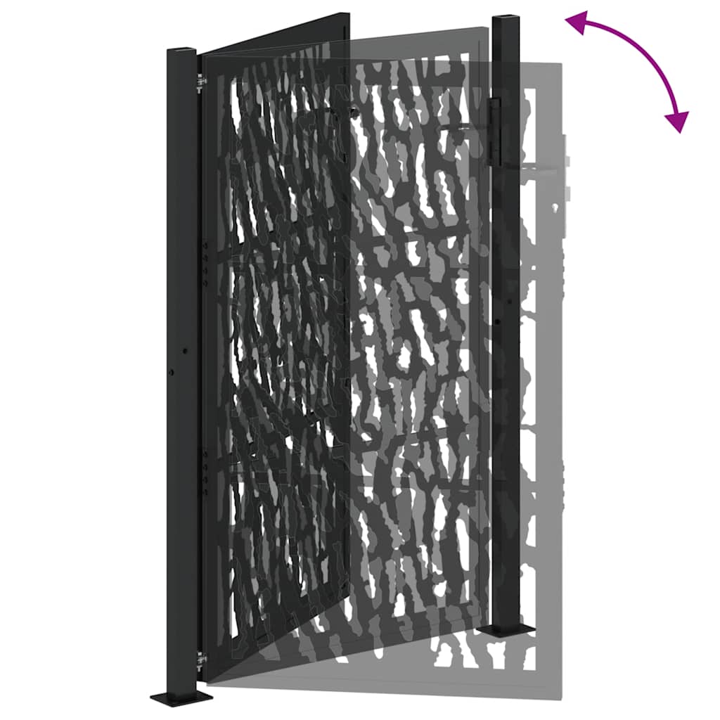 Garden Gate Black 100x150 Cm Steel Trace Design