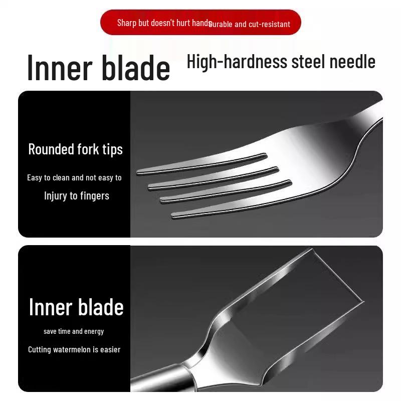Stainless Steel Dual-Head Watermelon Cutter & Fruit Fork - Multi-Functional Slicer with Newcomer Discount