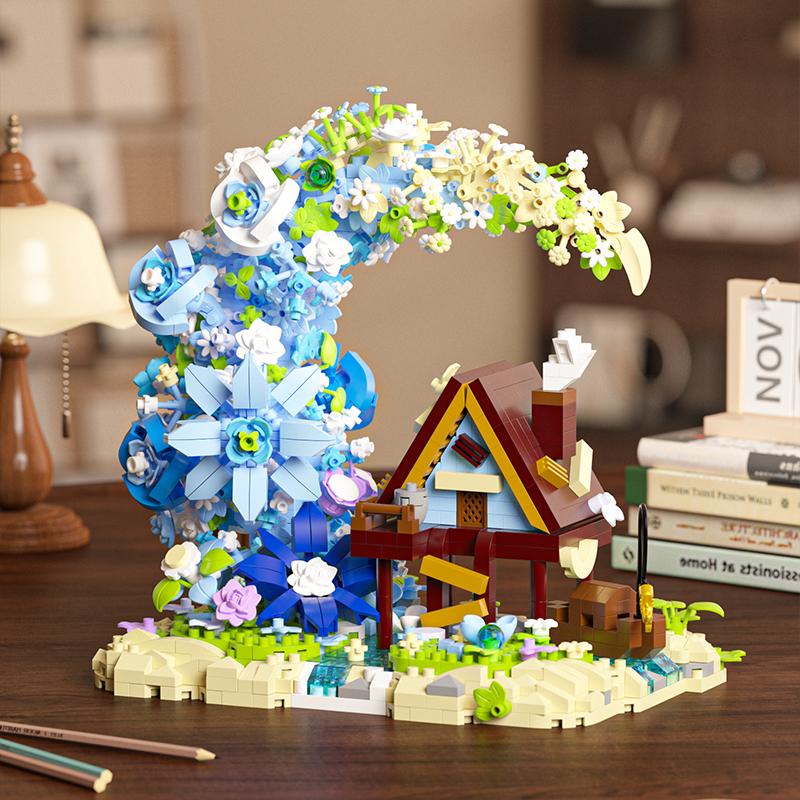 

Non-Toxic Creative Micro Particle Building Blocks Moon Flower And Tree House Building Blocks Exquisite Desktop Decoration Gift For Kids no box