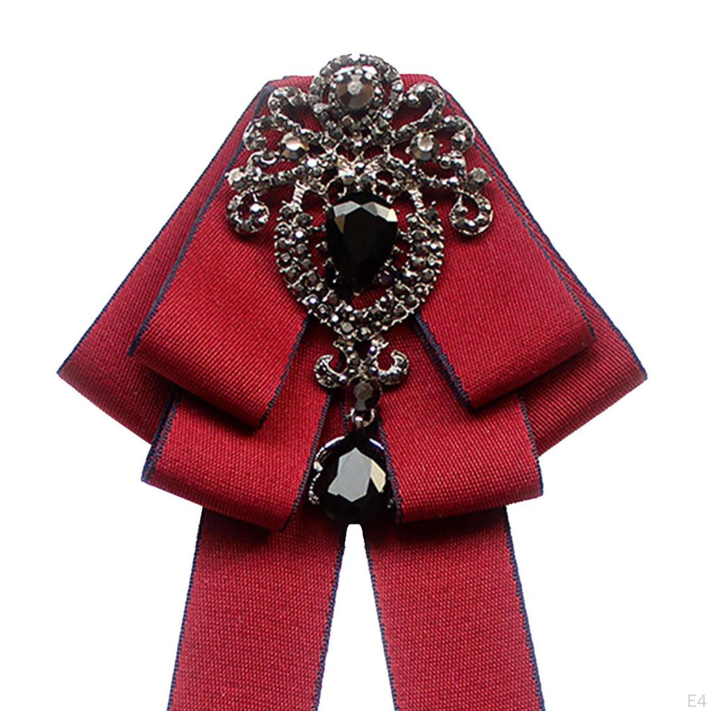 Bow Tie for Women Bowknot Necktie Vintage College Style Elegant Ribbon Formal Fashion Brooch Pin