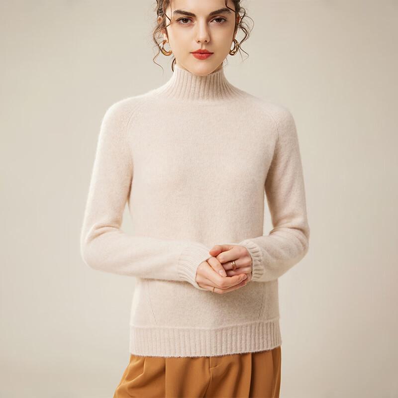 Fanzhen Women's High-Neck 100% Cashmere Sweater