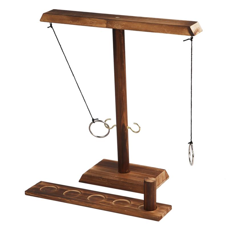 

Ring Toss Games for Kids Adults Home Party Drinking Games Fast-paced Handheld Wooden Board Games Shot Ladder Bundle Outdoor Bars бежевий