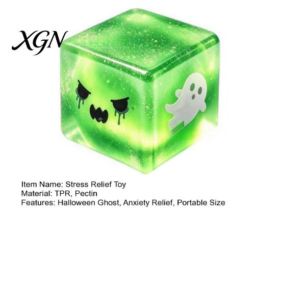 Ice Cube Toy Halloween Ghost Stress Sensory Toy, Anxiety Relief Squeeze Glitter Balls Slow Rising Pinch for Kids Adults