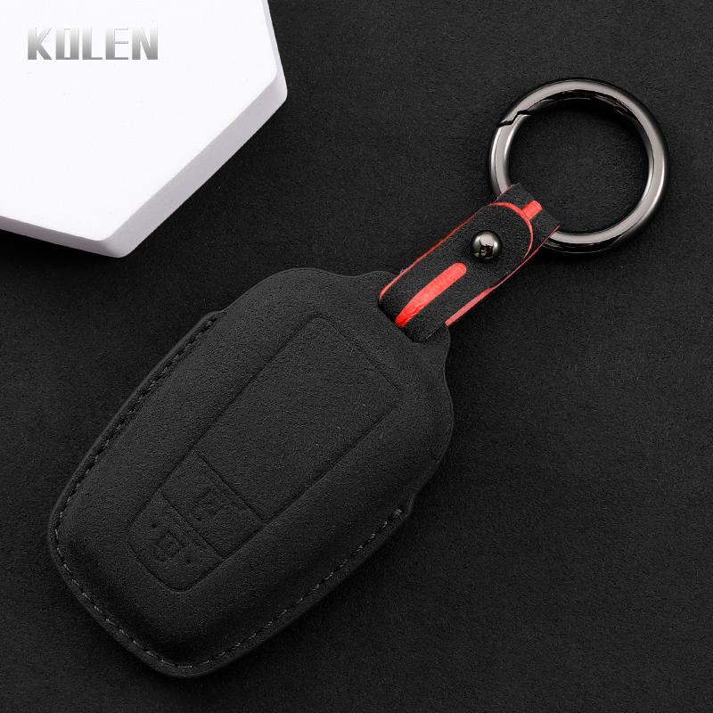 Leather Car Remote Key Case Cover Shell For Toyota Prius Camry Corolla Chr C-Hr Rav4 Land Cruiser Prado Key Protective Keychain
