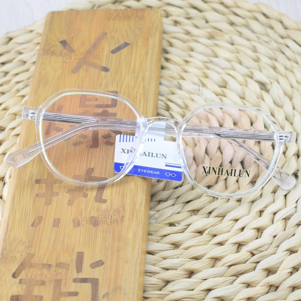 Trendy Women's and Men's Polygonal Net Red Glasses - Full Frame TR90 Plano Transparent Eyewear