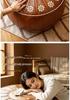 Nordic Embroidered Leather Ottoman: Large-Capacity Round Storage Stool for Living Room