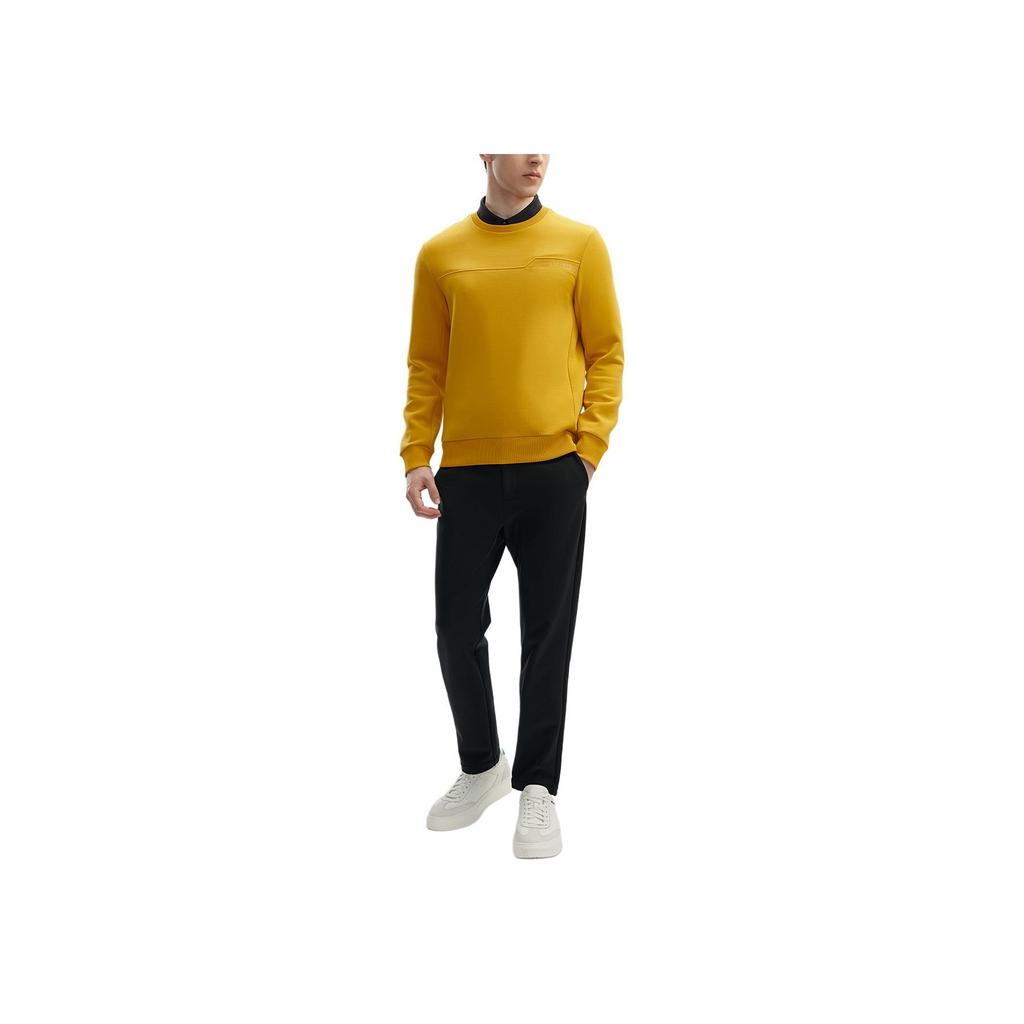 FILA Solid Color Round Neck Casual Pullover Knit Sweatshirt Men sweatshirt Sea-Daisy-Yellow F11M412204F-MT