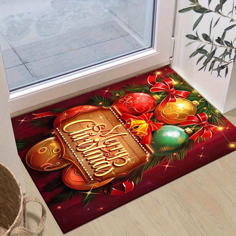 

1pc Christmas Themed Rug, Merry Christmas Print, Bedside Carpet, Non slip Laundry Room Mat, Machine Washable Water Absorbing Entrance Door M 60cm by 90cm