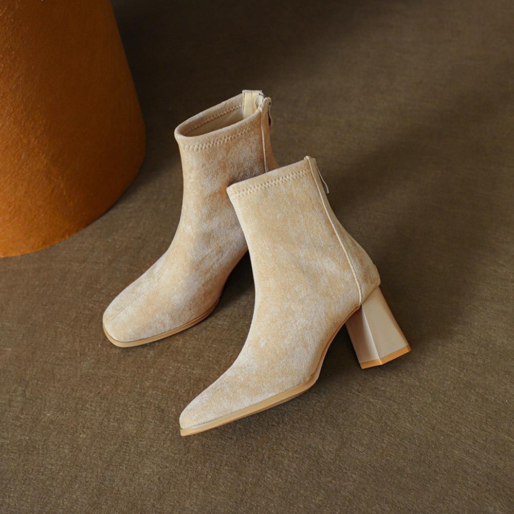 Boots for Women New Autumn and Winter Slim Ankle Boots Suede High Heels Women's Shoes Heels Womens Ladies High Shoes Short Boot