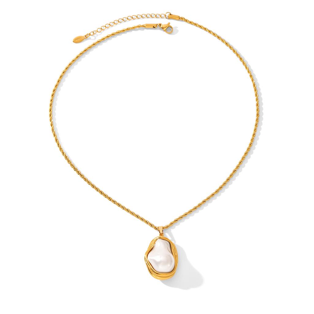 Vintage French Semi Precious Gemstone Pearl Pendant Necklace Unique Design Choker For Women