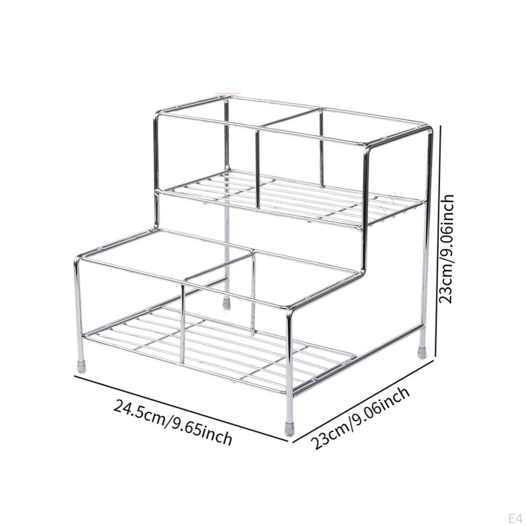 Coffee Syrup Display Rack Bottle Organizer, Tabletop 2 Tier Spice Condiment Storage for