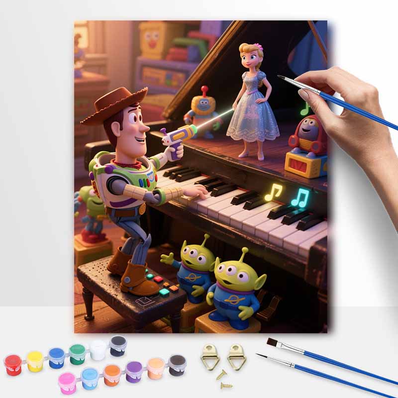 Disney Toy Story Piano Scene Digital Oil Painting Art Kit Handmade Coloring Painting Home Decor