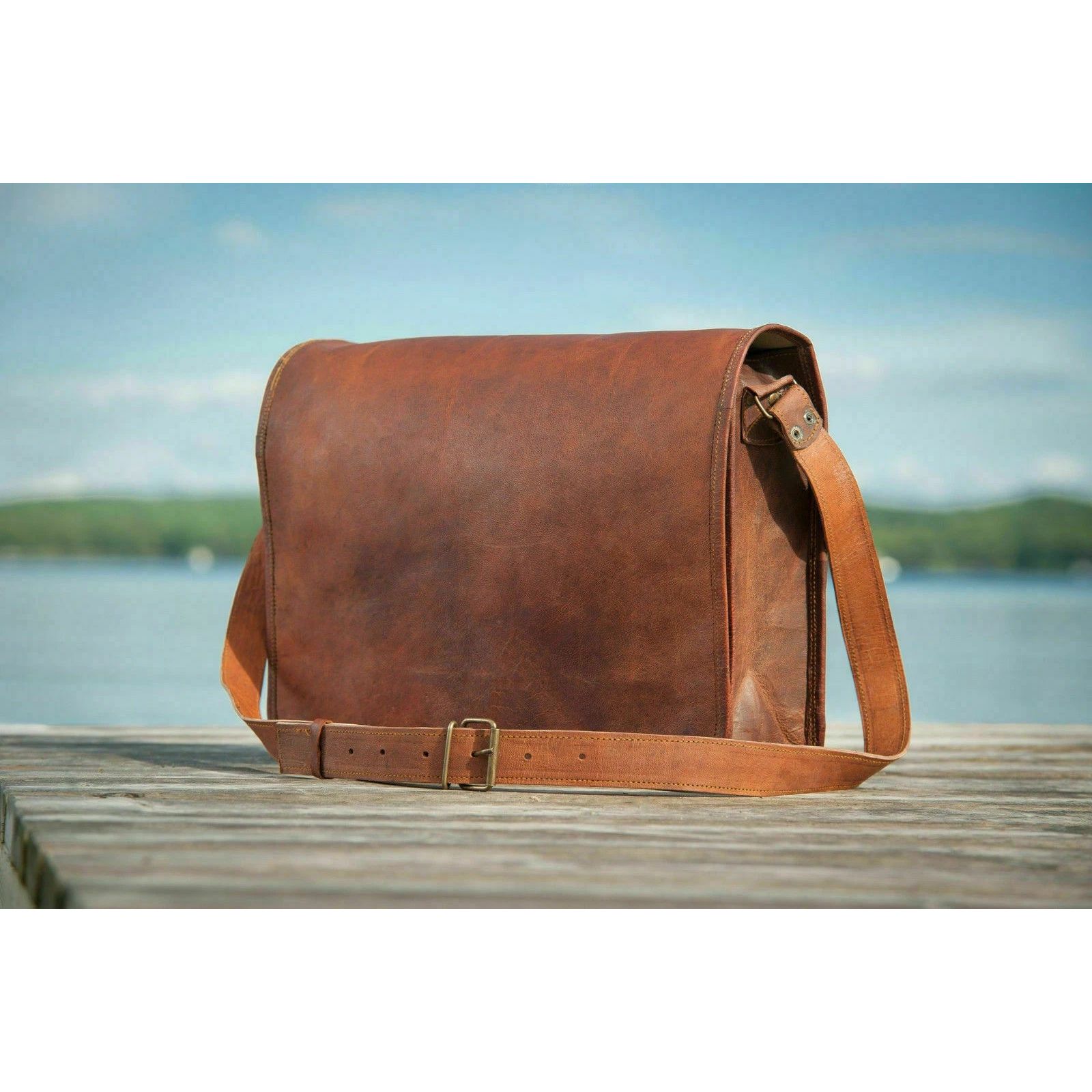 

Сумка-мессенджер для ноутбука, настоящая сумка-портфель, модная, кожаная, винтажная 13 x 10 x 4 in