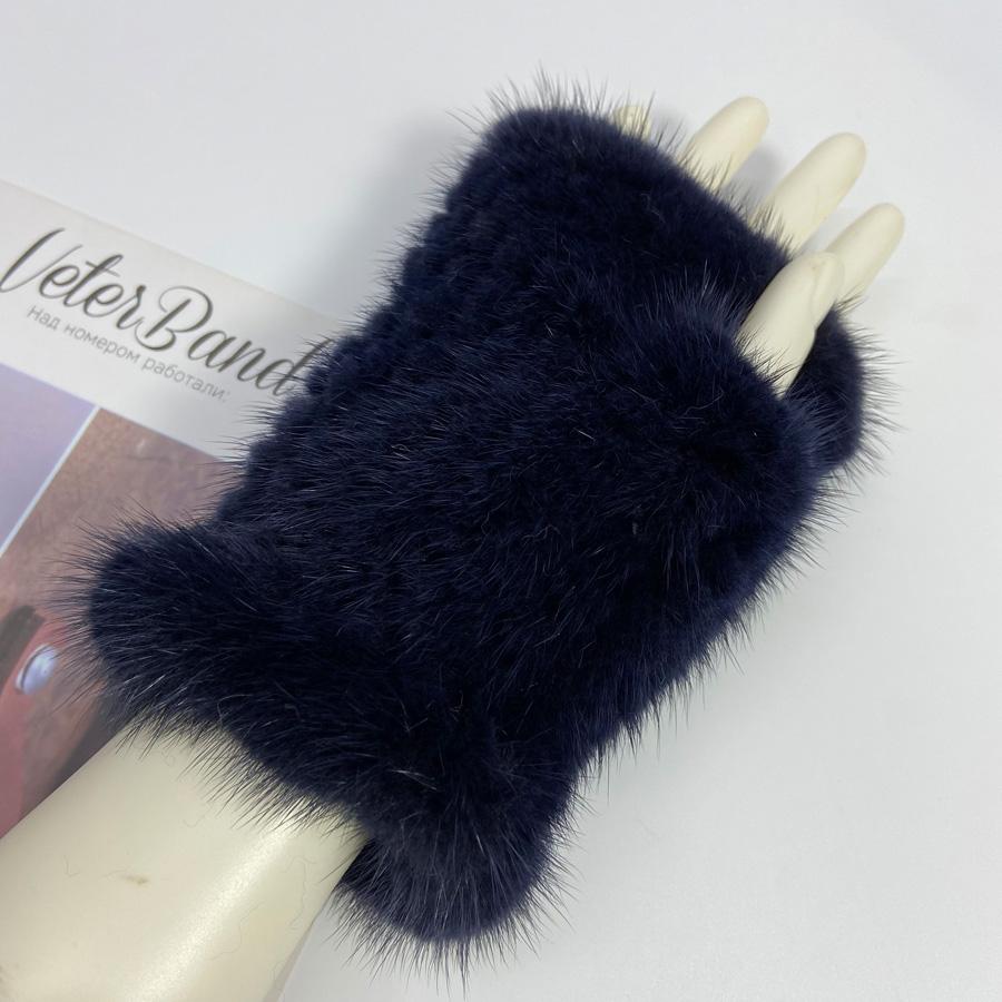 Real Mink Fur Fingerless Gloves for Women Girls Natural Fur Knitted Mittens Warm Soft Luxury Winter Gloves