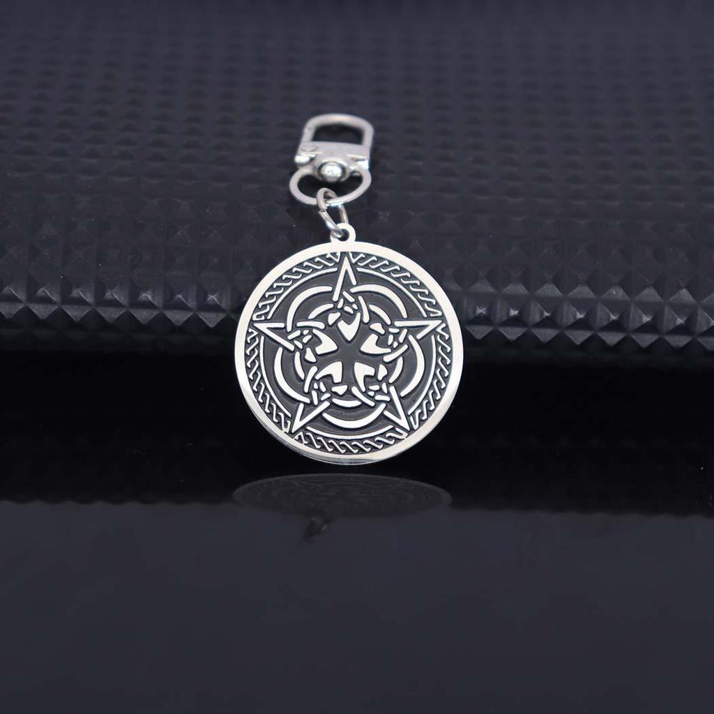 Solomon Stainless Steel Retro Star Pendant Keychain