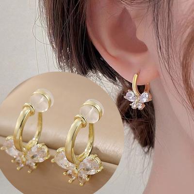 Luxury White Butterfly Earrings Without Piercing Earrings 2024 New Earrings for Women