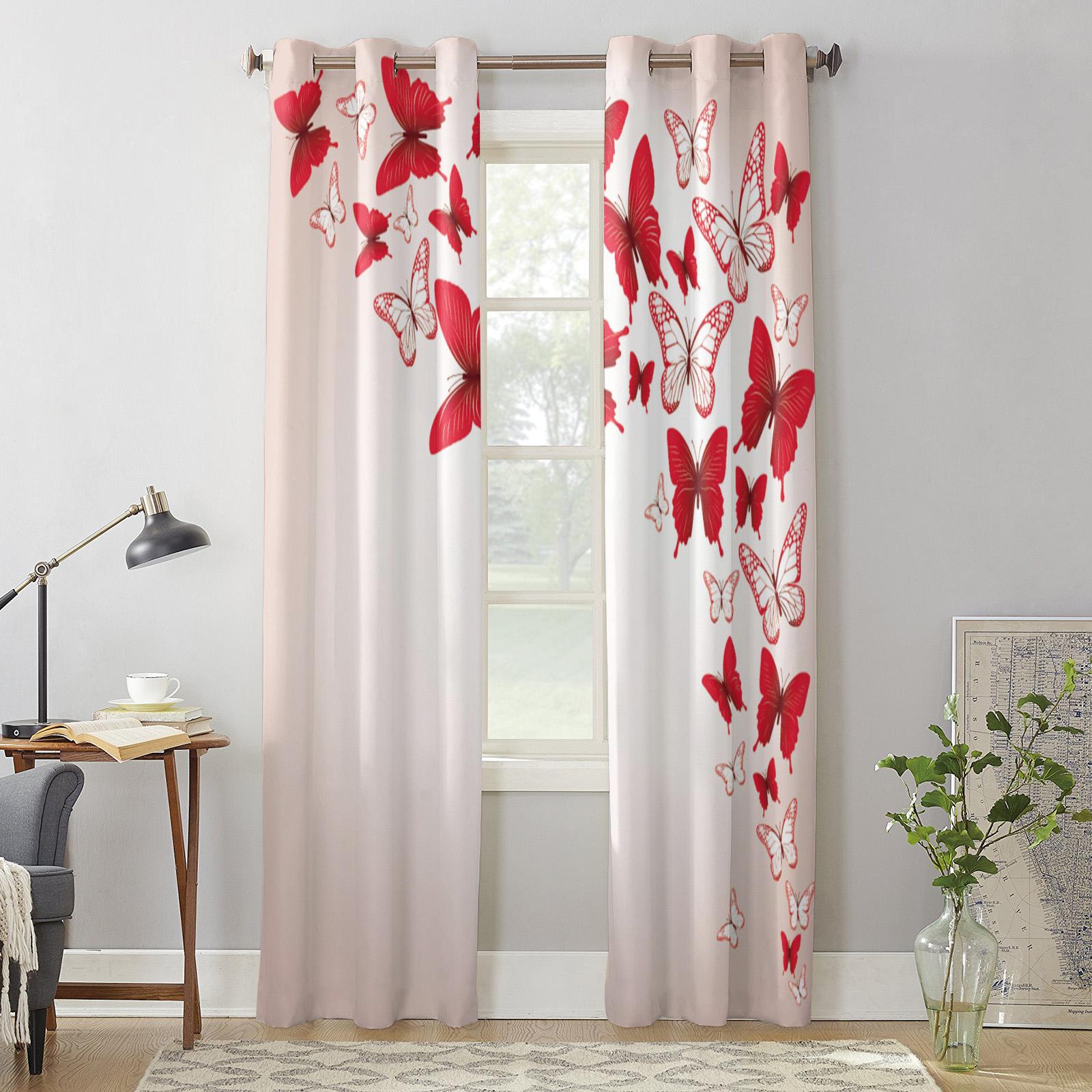 Красная бабочка красивые оконные шторы для спальни — фото 4