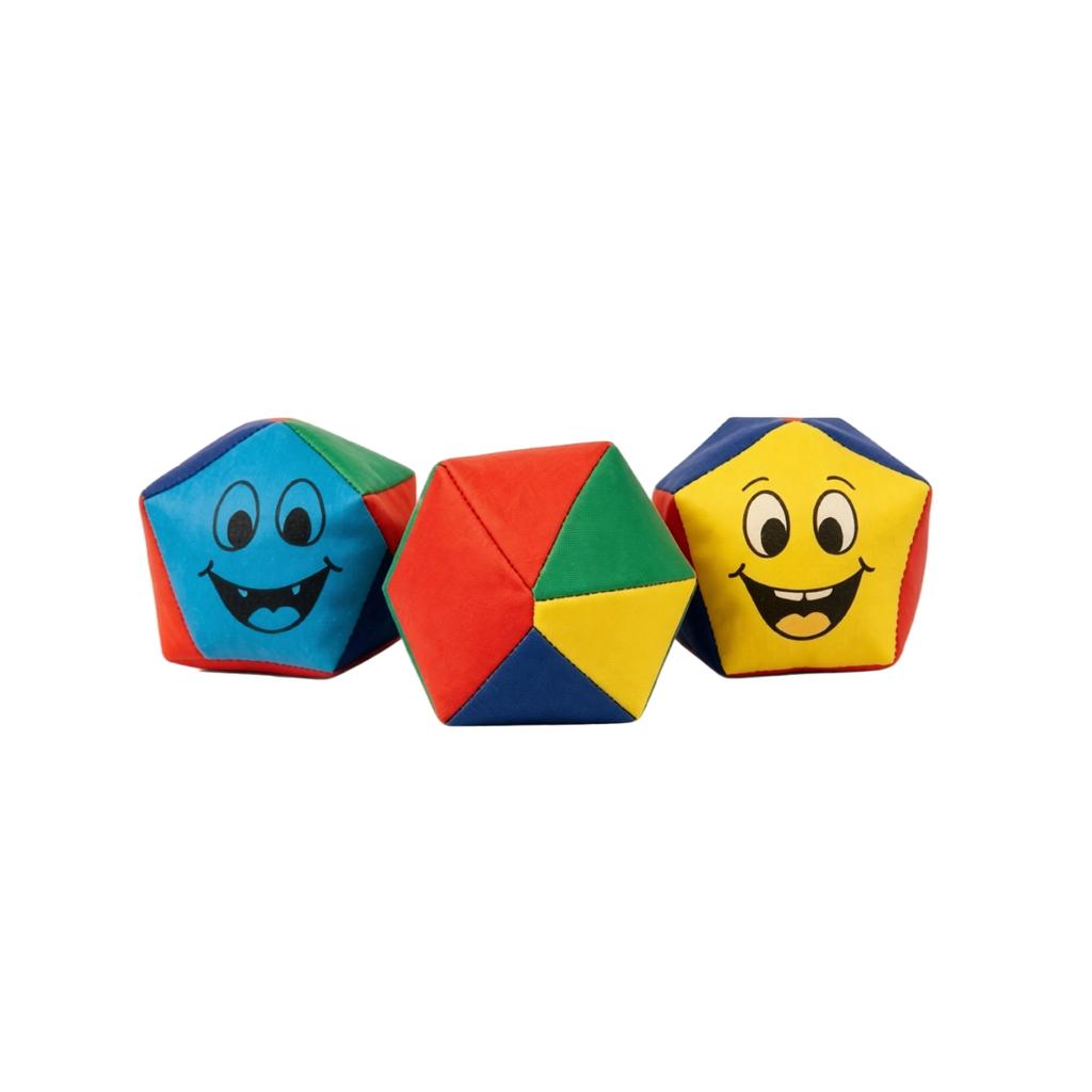 Set of 3 Soft Toss Bean Bags with Fun Face Print for Outdoor and Indoor Activities Suitable for Group Play and Coordination Games