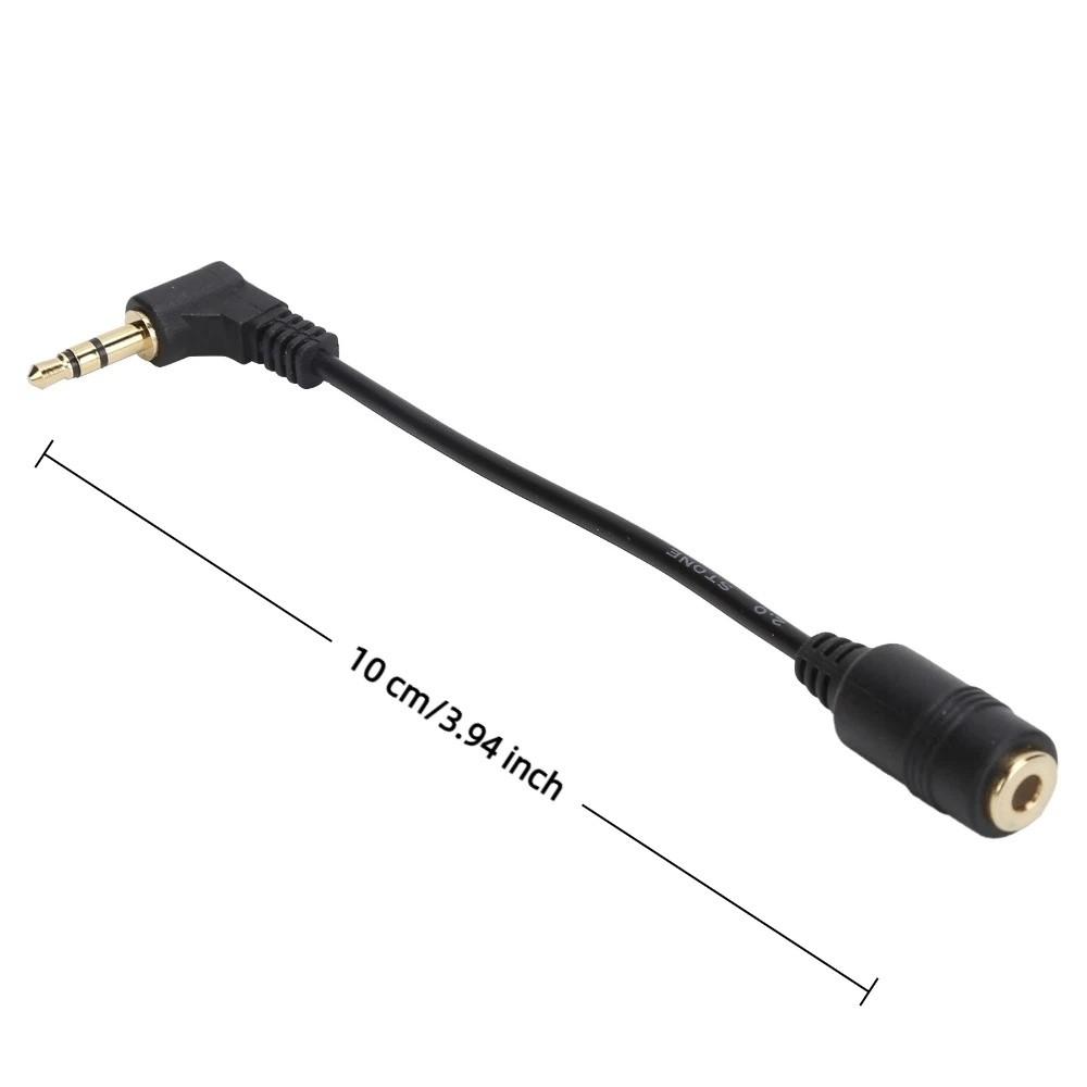 10cm 90 Degree Elbow Cable 3 Pole 3.5mm Male to Female Audio Cable for Audio Devices