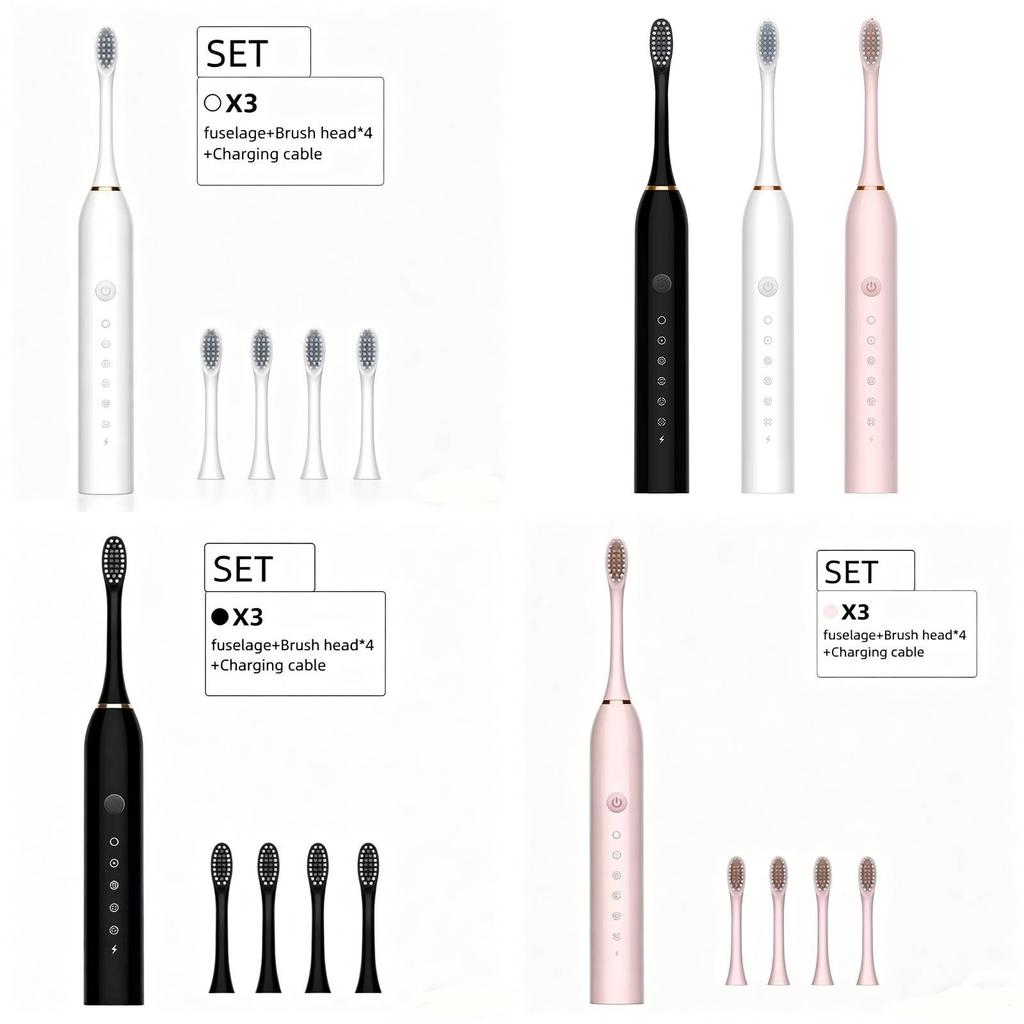 Portable Electric Toothbrush Set For Adults With Soft Bristles And Multimode Functionality