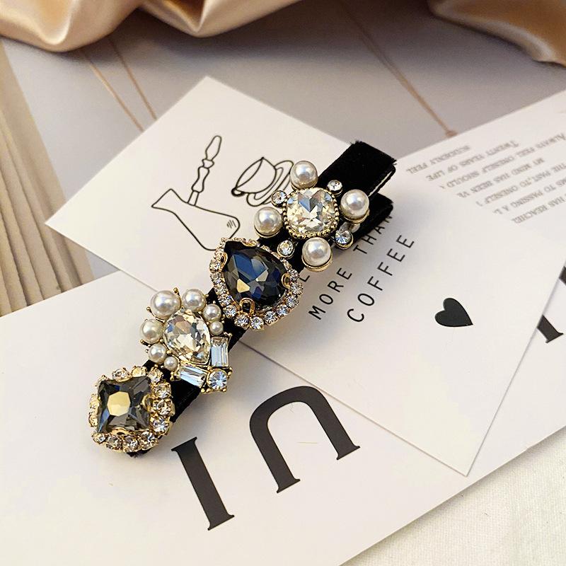 Colored Baroque Crystal Barrette Hairclips For Women New Korea Top-grade Shiny Rhinestone Pearl Spring Clips Hairpins