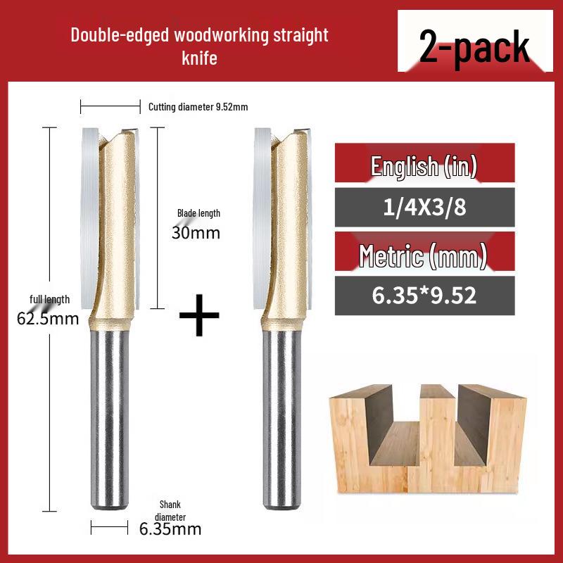 Tiangong Double-Edged Woodworking Carving & Trimming Milling Cutter, Lengthened Wood Milling & Grooving Tool.