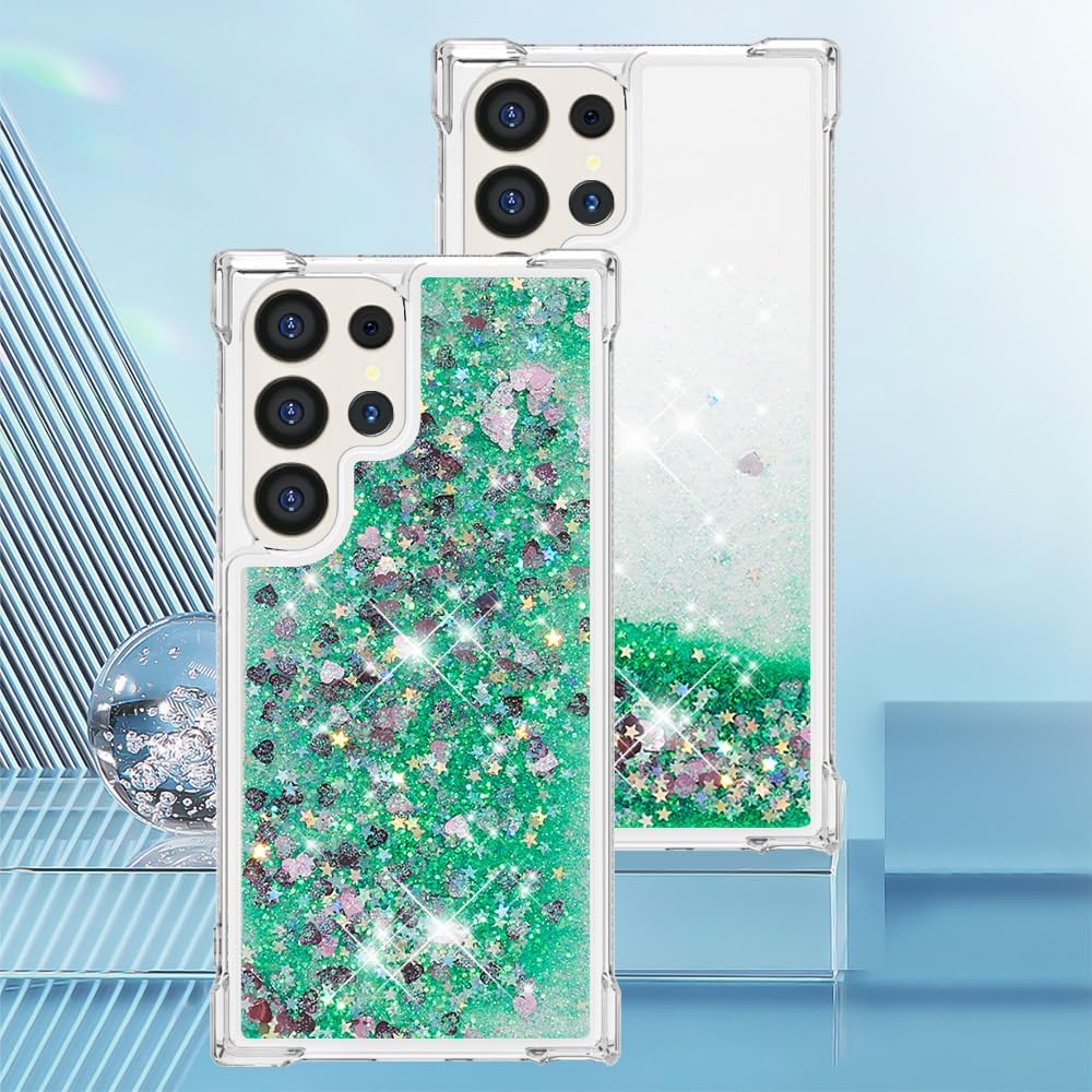 Case for Samsung Galaxy S24 Ultra, Glitter TPU Cover Clear Flowing Quicksand with Anti-Fall Bumper Corner Shockproof Protection Women Girly Case for