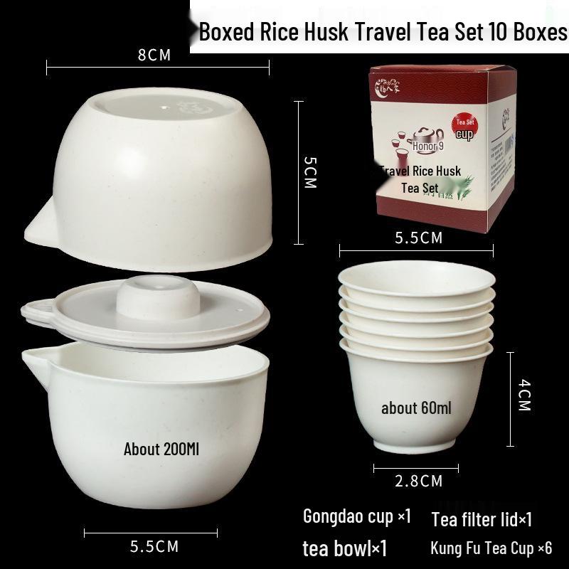Portable Travel Tea Set: Disposable Rice Husk Gaiwan & Teacup for Quick Brew, Outdoor Camping