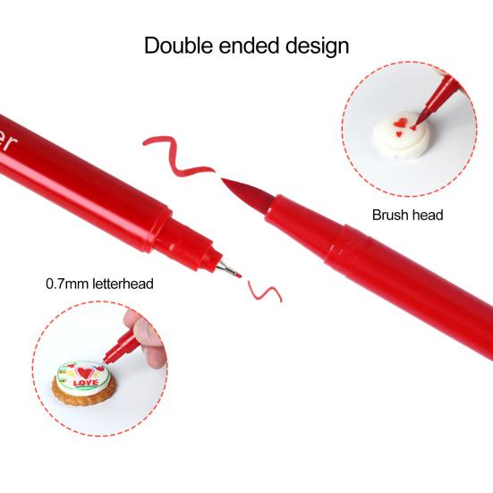 0.7mm Nibs Natural Tone Food Color Pen Food Grade Safety DIY Double Head Cookie Decorating Edible Ink Marker Kitchen Tools