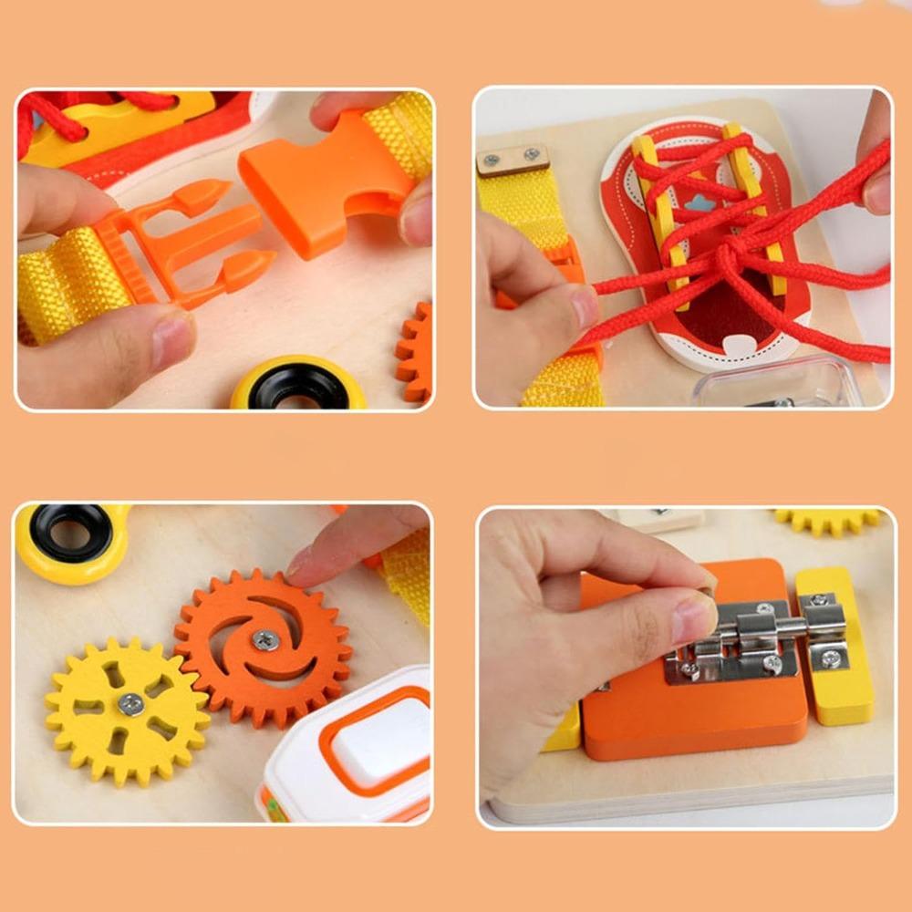Busy Wooden Board Sensory Activity Toy For Kids Locks Toy Toddler Fine Motor Skills Stem Toy Latches Board For Boys Girls