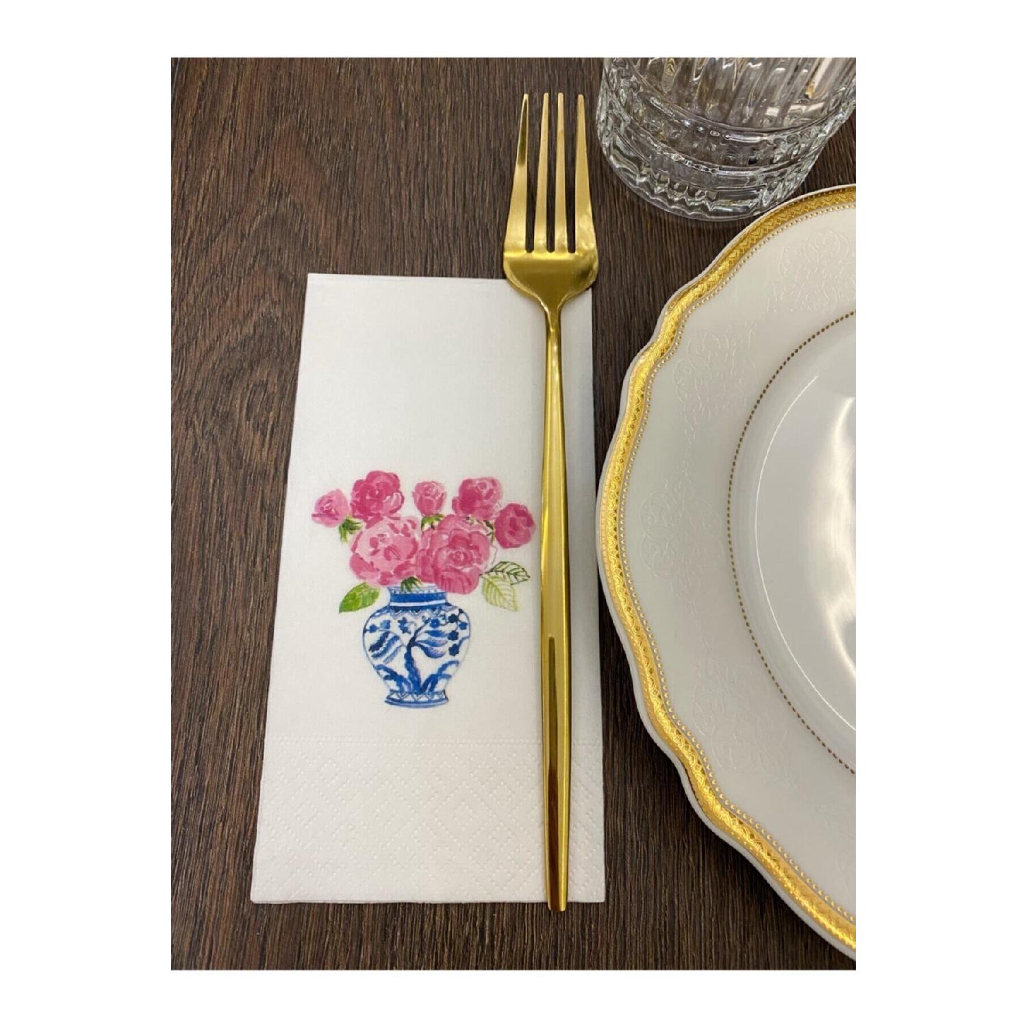 

Pink Roses Bleu Blanc Presentation Napkin 16pcs