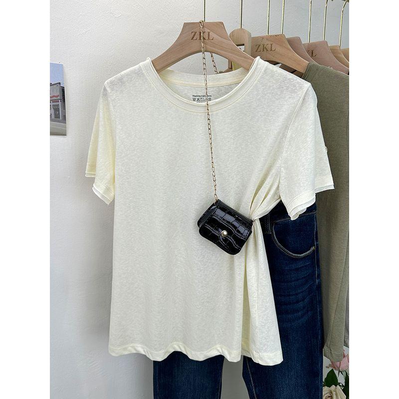 

Thin Short Sleeve Stylish Niche Style Curling Snowflake Cotton Pale yellow 2XL(60.00 kg-67.50 kg)