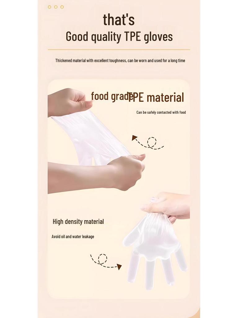 Thick Durable TPE Food-Grade Disposable Gloves for Kitchen & Household Cleaning