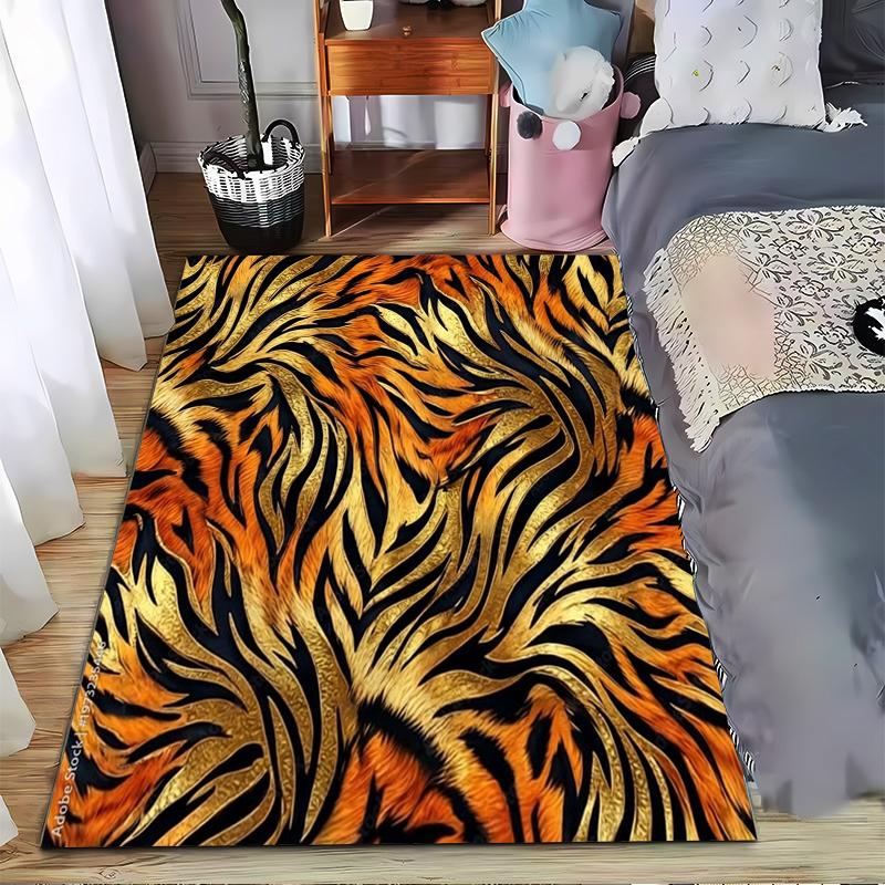 Tiger Stripe Pattern Carpet Non-slip Rug Suitable for Living Room and Bedroom Sofas