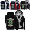 Riverdale Herren Serpents Kapuzenpullover Reißverschluss Sweatshirts Dicke Fleecejacke Kapuzenmantel