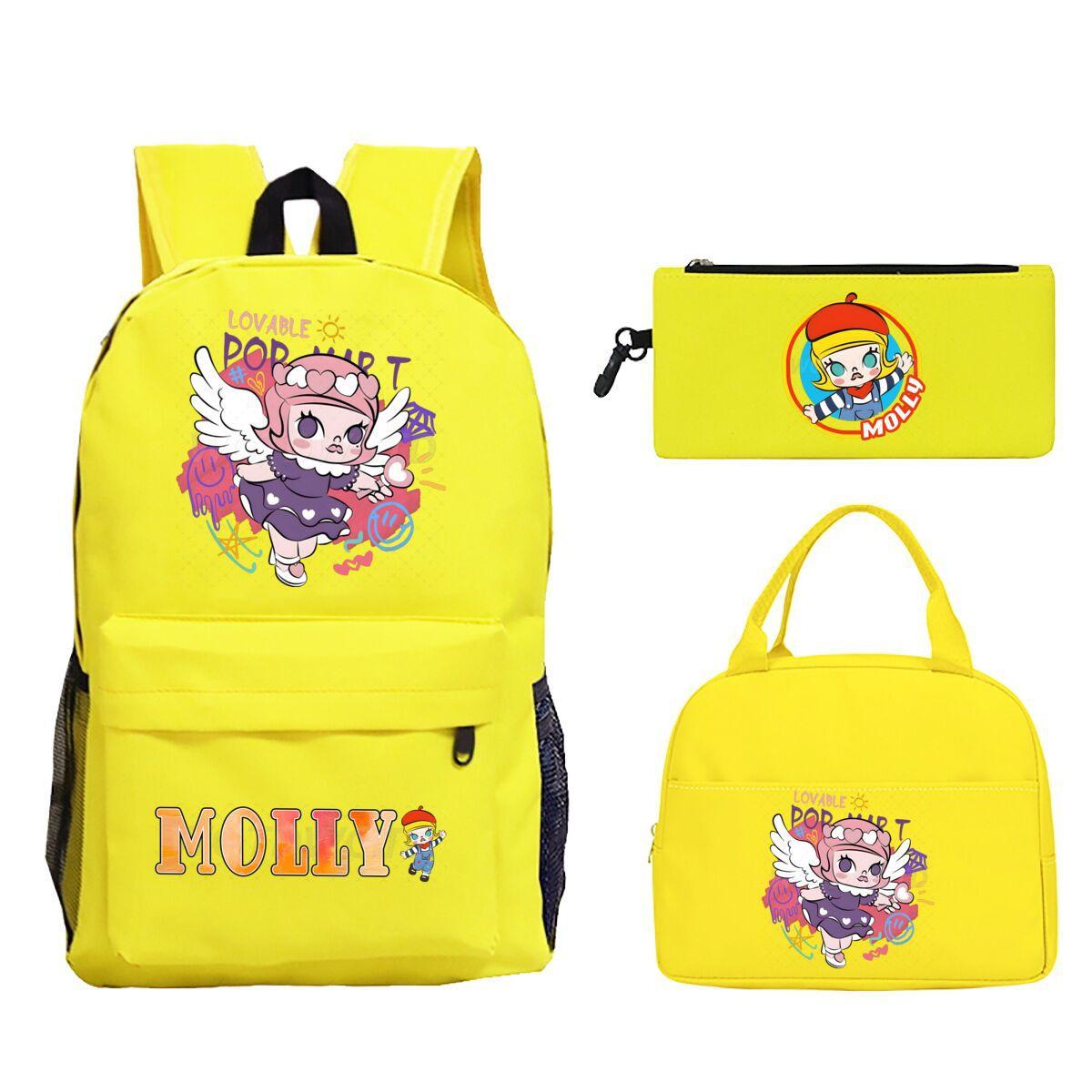 

Милый мультяшный рюкзак с принтом молли, повседневный, трендовый, школьный рюкзак для начальной и средней школы, набор из трех предметов no specification