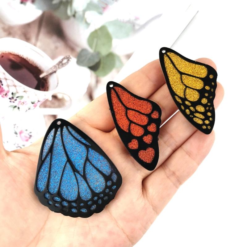Resin Jewelry Molds Earring Silicone Molds Butterfly-Wing Epoxy Resin Casting Molds with Hole for DIY Pendant,Keychains