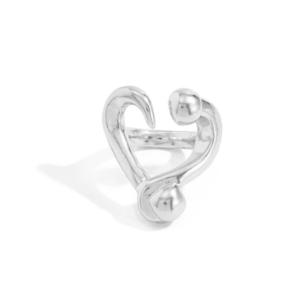 

Smooth Surface Heart-shaped Ring Hollow Out Metal Nails Finger Jewelry Minimalism Design Vintage Style Knuckle Ring серебряный