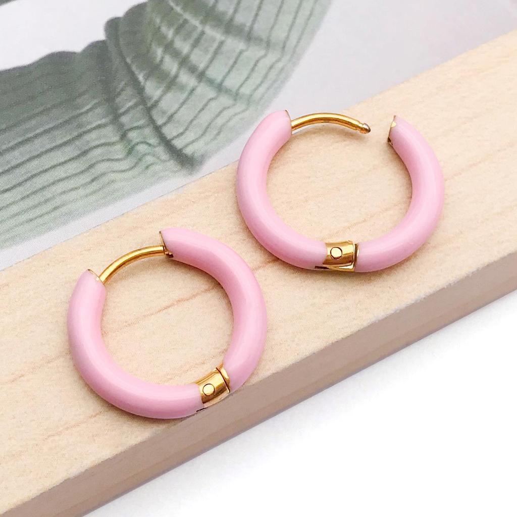 Stainless Steel Enamel Drip Earrings: U-Shaped Geometric C-Studs, Titanium Steel DIY Accessories