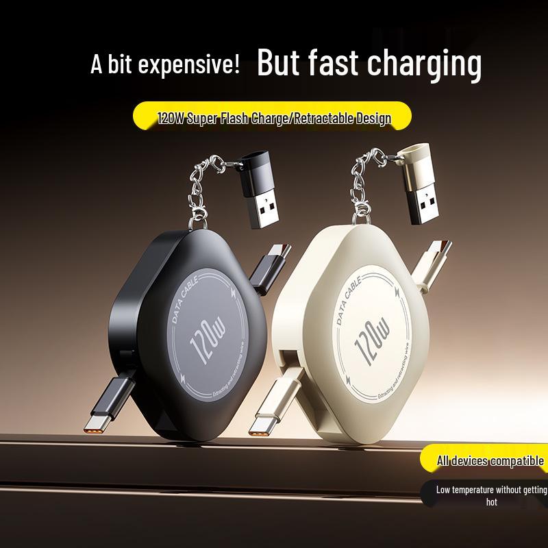 Retractable Dual-Head Fast Charging Cable for Apple & Huawei with Custom Logo