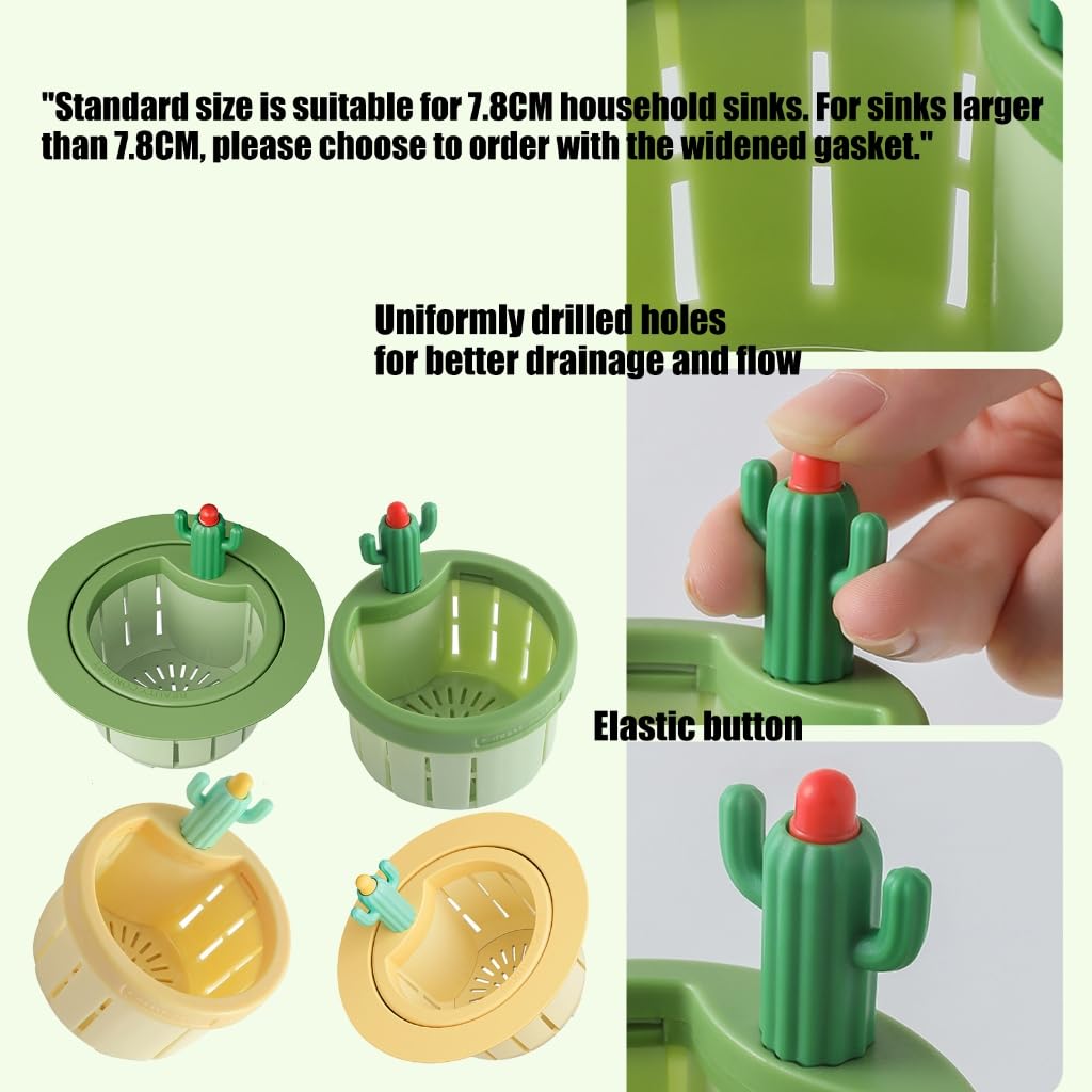 Cactus Shaped Sink Strainer Basket with Removable Lid and Box for Kitchen Drain Filter Mesh Insert for Food Debris Collection