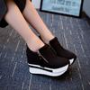 Thick-soled Platform Shoes, Casual White Shoes, Lace-up Canvas Versatile Women's Shoes