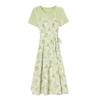 Mint Mambo Green Floral Two-Piece French Style Slim Waist Summer Dress